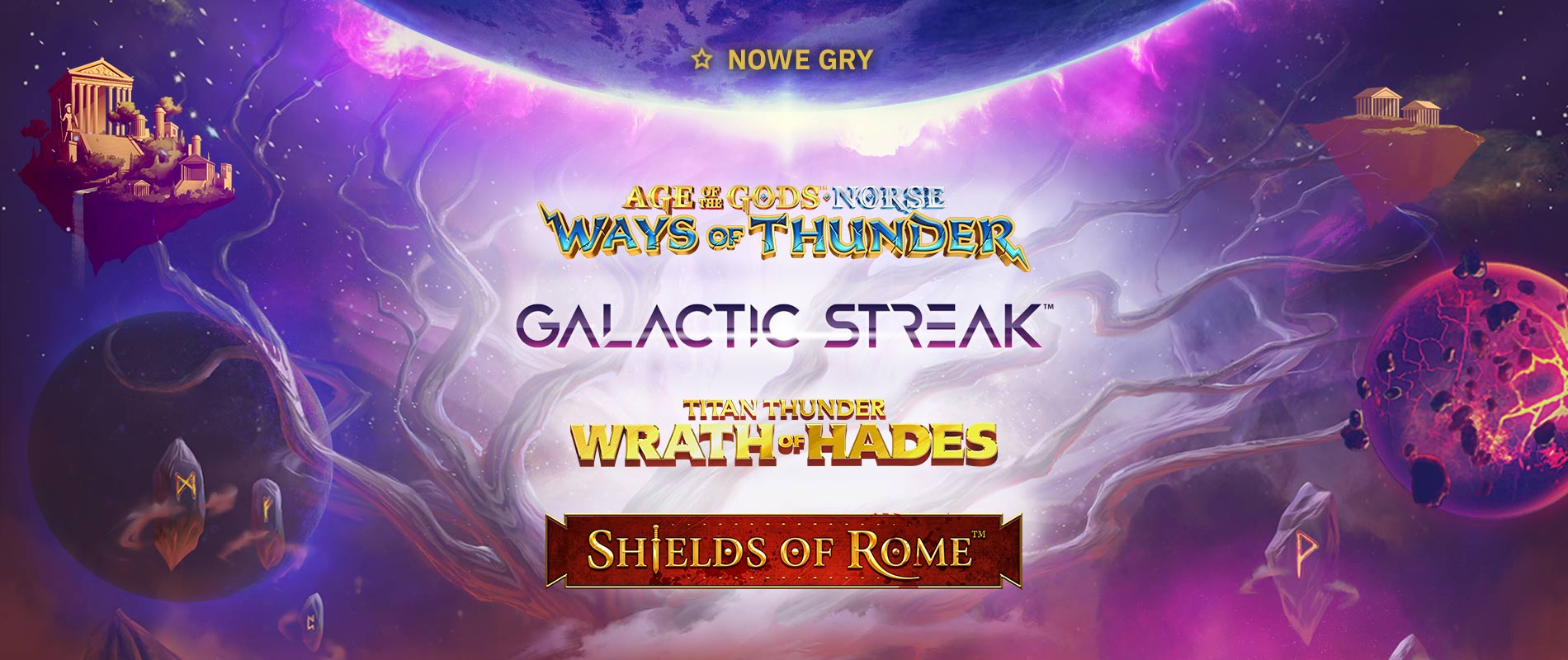 Premiärer på Total Casino: Age of the Gods, Galactick Streak, Shields of Rome, Titan Thunder